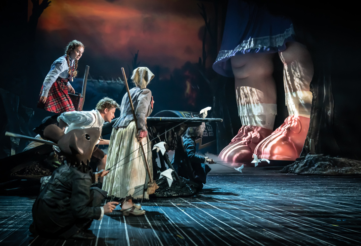 Into The Woods Lauren Conroy (Little Red Riding Hood), Barney Wilkinson (Jack), Audrey Brisson (Cinderella) Photo Marc Brenner