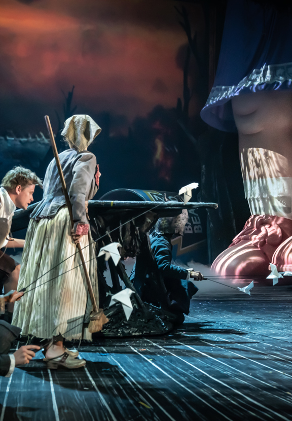 Into The Woods Lauren Conroy (Little Red Riding Hood), Barney Wilkinson (Jack), Audrey Brisson (Cinderella) Photo Marc Brenner